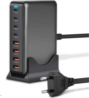 BlackBird 4x USB-C / 4x USB-A Hálózati Gyorstöltő Adapter 200W - Fekete