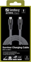 Sandberg 441-67 Survivor USB-C Apa - USB-C Apa Adat és töltőkábel 100 Watt 2m - Fekete