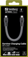 Sandberg 441-66 Survivor USB-C Apa - USB-C Apa Ultra rövid Adat és töltőkábel 100W 0,2m - Fekete