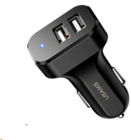 Usams CC87TC01 2x USB-A Autós töltő 14V - Fekete