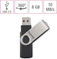 Hama 00090891 Rotate USB-A 8GB Pendrive - Fekete / Ezüst