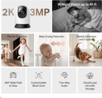 Mercusys MC210 Smart Wifi 2K 3MP 360° forgatható beltéri Okos Kamera - Fehér