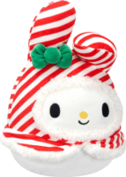 Squishmallows My Melody piros és fehér csíkos szalagokkal plüssfigura 20 cm