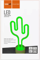 Yooup PM037923 LED Asztali neon dekor 18.5x8.5x28 cm - Kaktusz