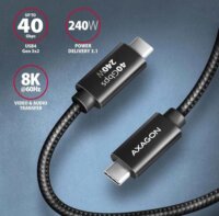 AXAGON BUCM4X-CM10AB NEWGEN USB-C Apa - USB-C 4 Gen 3x2 Apa Adat és Töltőkábel 0,5m - Fekete
