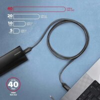 AXAGON BUCM4X-CM10AB NEWGEN USB-C Apa - USB-C 4 Gen 3x2 Apa Adat és Töltőkábel 0,5m - Fekete