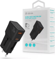 Devia ST102040 20W PD + QC Többfunkciós Mini Hálózati Töltő Utazó Adapter - Fekete