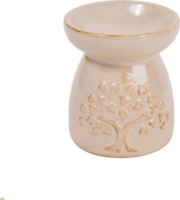 Iris 160675 Kerámia mécses szív leveles fa mintával 6,7 x 8cm - Beige