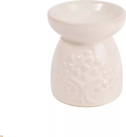 Iris 160672 Kerámia Mécses szív leveles fa mintával 6,7 x 8cm - Fehér