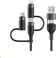 Usams SJ547USB01 USb-A/C - USB-C/microUSB/Lightining Adat és Töltőkábel 1.2m - Fekete