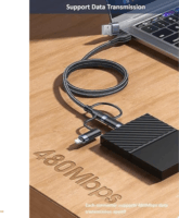 Usams SJ547USB01 USb-A/C - USB-C/microUSB/Lightining Adat és Töltőkábel 1.2m - Fekete