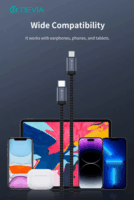 Devia ST108059 Gracious Series USB-C Apa - Lightning Apa Adat és töltőkábel 27 Watt 2m - Fekete