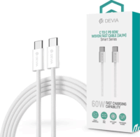 Devia ST399381 Smart Series USB-C Apa - USB-C Apa 2.0 Adat és Töltőkábel 60 Watt 1m - Fehér
