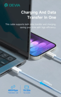 Devia ST399381 Smart Series USB-C Apa - USB-C Apa 2.0 Adat és Töltőkábel 60 Watt 1m - Fehér