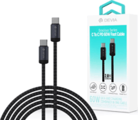 Devia ST108066 Gracious Series USB-C Apa - USB-C Apa 2.0 Adat és Töltőkábel 60W 2m - Fekete