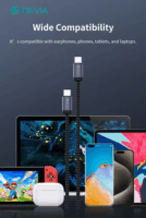 Devia ST108066 Gracious Series USB-C Apa - USB-C Apa 2.0 Adat és Töltőkábel 60W 2m - Fekete