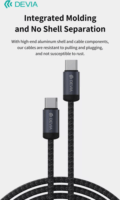 Devia ST108066 Gracious Series USB-C Apa - USB-C Apa 2.0 Adat és Töltőkábel 60W 2m - Fekete