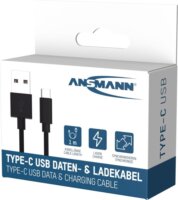 Ansmann 1700-0130 USB-A apa - USB-C apa 2.0 Adat és töltőkábel 1m - Fekete