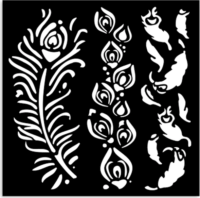 Stamperia Masquerade feathers Vastag stencil sablon