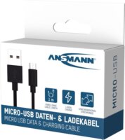Ansmann 1700-0129 USB 2.0 - micro USB Adat és töltőkábel 1m - Fekete