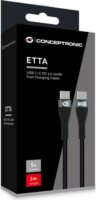 Conceptronic ETTA01B20 USB-C apa - USB-C apa Adat és Töltőkábel 100W 2m - Fekete
