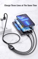 Conceptronic ETTA06B15 3-in-1 USB-C / Lightning / Micro-USB Adat- és Töltőkábel 100 W 1,5 m - Fekete