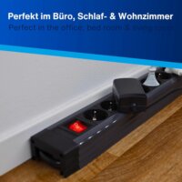 REV 220V Túlfeszültség védő elosztó 6 aljzatos 2,4m - Antracit szürke