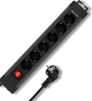 REV 220V Túlfeszültség védő elosztó 6 aljzatos 2,4m - Antracit szürke