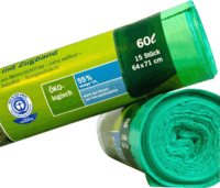 Secolan Behúzhatós szemeteszsák 60 Liter (15 db / tekercs) - Zöld