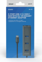 Savio AK-57 Multifunkciós USB-C HUB (1x RJ-45 + 3x USB-A)