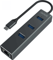 Savio AK-57 Multifunkciós USB-C HUB (1x RJ-45 + 3x USB-A)
