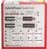 Fischer 577390 HybridPower Tipli és csavar készlet Ø10x90 FUS (10db/csomag)