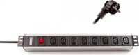 KELINE 19" Rack 8 aljzatos IEC C13 elosztópanel 1U 2,5m - Fekete