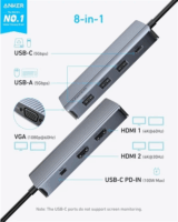 Anker A83790A1 Multifunkciós USB Type-C 3.1 8-Port HUB