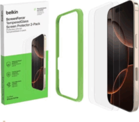 Belkin ScreenForce iPhone 16 Pro/17 kijelzővédő üveg fólia felhelyező kerettel (2db)
