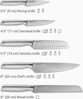 Joseph Joseph Elevate Steel Bambusz Rozsdamentes acél késkészlet 5 darabos - Natúr
