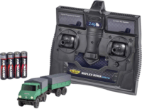 Carson RTR MB Unimog Távirányítós teherautó utánfutóval és LED fénnyel 2,4G 1:87 - Zöld