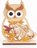 Iris falevél mintás fa bagoly dekoráció 16 x 4 x 20cm