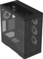 AeroCool P500A Midi Torony Számítógépház + 4db 120 mm ARGB ventilátor - Fekete