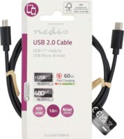 Nedis CCGL60750BK10 USB-C apa 2.0 - USB Micro-B apa 2.0 Adat és töltőkábel 60 Watt 1m - Fekete