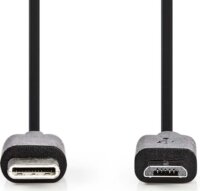 Nedis CCGL60750BK10 USB-C apa 2.0 - USB Micro-B apa 2.0 Adat és töltőkábel 60 Watt 1m - Fekete