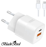 BlackBird USB-A / USB-C Hálózati Adapter 33W + USB-C kábel 1m - Fehér