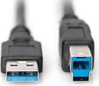 Digitus USB-B apa - USB-A apa 3.0 Adat és töltőkábel 1,8m - Fekete