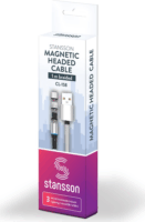 Stansson CL-158 3 az 1ben Mágneses micro USB / USB Type-C / Lightning Adat- és töltőkábel 1m - Fehér