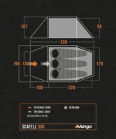 Vango Tunnelzelt Scafell 300 3 személyes Túrasátor 330 x 190 x 107 cm - Zöld