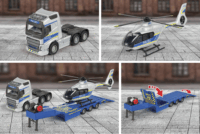 Simba Volvo teherautó és Airbus Rendőrségi helikopter jármű szett