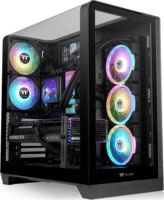 Thermaltake View 390 TG Midi Torony Számítógépház + 2db 120mm ventilátor - Fekete