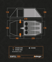 Vango Tunnelzelt Scafell 300 Plus 3 személyes Alagút sátor 410 x 190 x 110 cm - Zöld