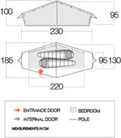 Vango Starav 200 2 személyes Alagút sátor 230 x 185 x 100 cm - Zöld / Sárga