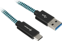 Sharkoon USB-A Apa - USB-C Apa 3.2 Adat és Töltőkábel 1m - Fekete / Kék